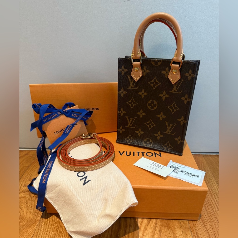 New with Box Louis Vuitton Monogram Petit Sac Plat Bag